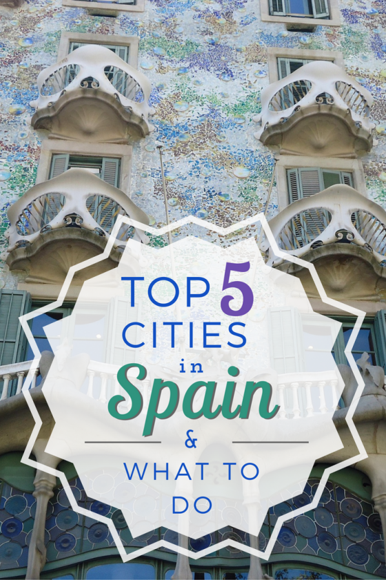 Best 5 cities to visit in Spain and a list of things to do in Spain. Includes tips on transportation, food, and free activities. Cities include Madrid, Barcelona, Toledo, Avila, and Segovia. Pin for later!