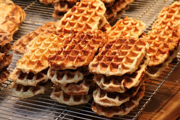 Belgian waffles - https://en.wikipedia.org/wiki/Waffle#/media/File:Gaufre_liege.jpg