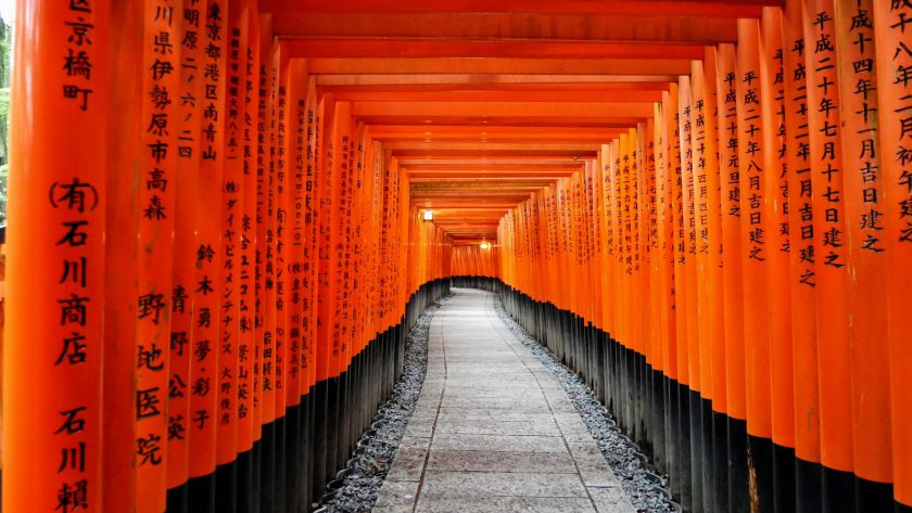Torii gates Fushimi Inari Shrine Kyoto Japan
